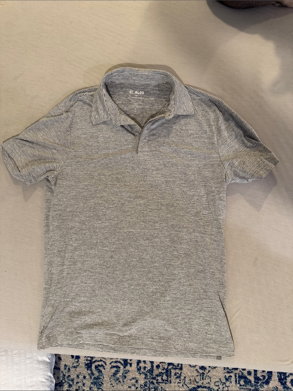 Algo Men’s Heather Light Gray Striped Polo